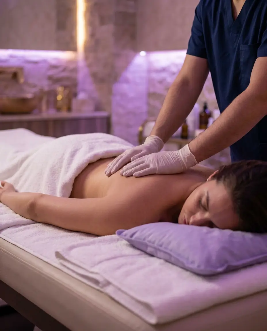 Sesión de masaje terapéutico de fisioterapia en FisioMed Plus